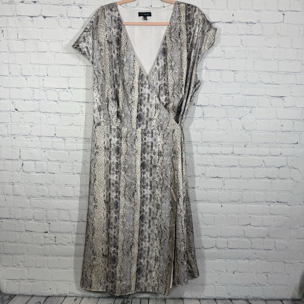 The Limited Midi Wrap Dress Women Plus 2X Snake Animal Print Minimalist Chic